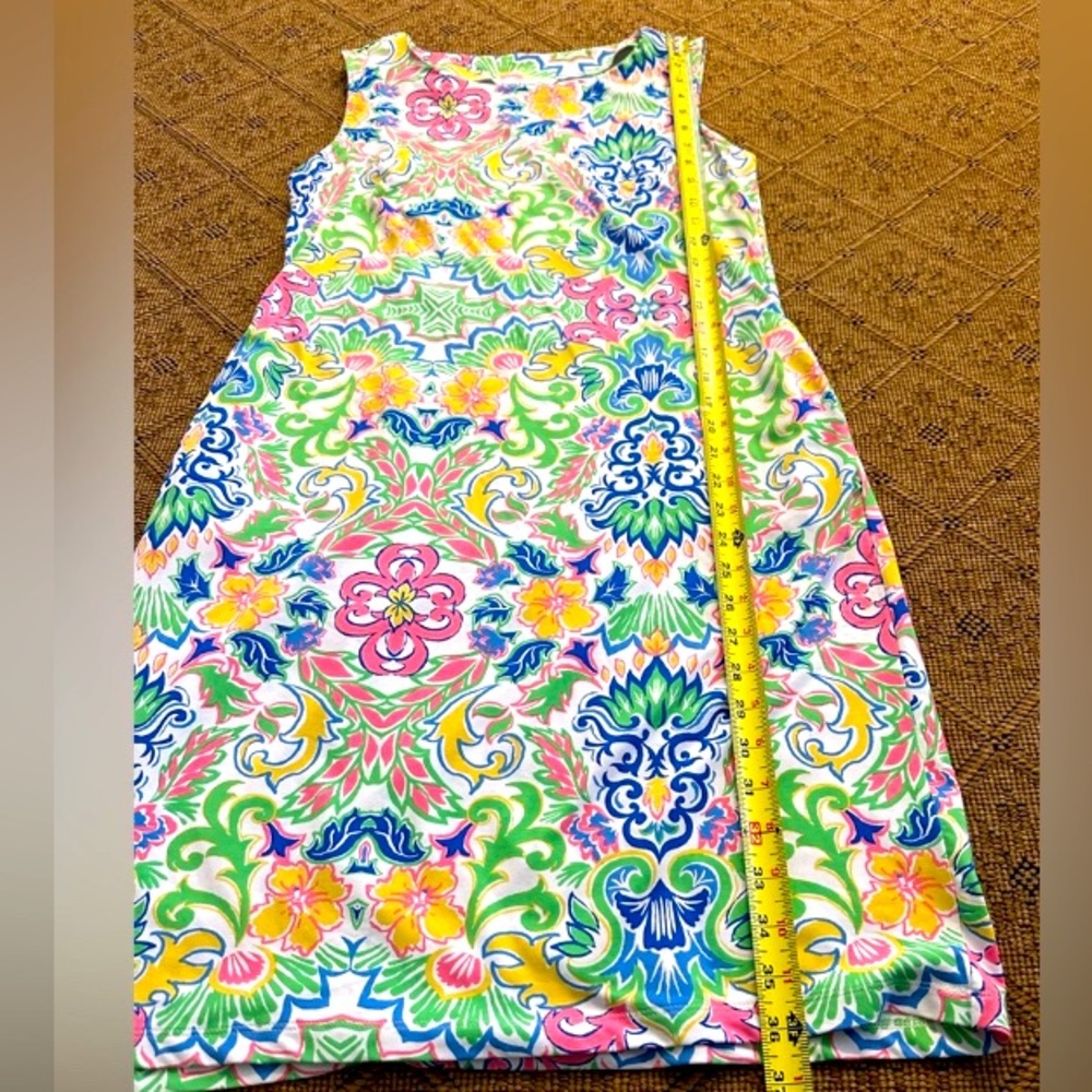Sunsets & Sweet Tea Sleeveless Stretch Green, Pink, Blue Midi Dress Size Medium